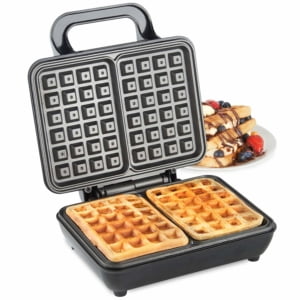 VonShef Waffle Maker, Dual Belgian Waffle Easy Clean Non-Stick Coated Plates & Automatic Temperature Control, Compact Stainless Steel Design â€“ 1000W