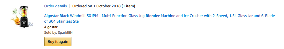 aigostar blender order history for making butter coffee