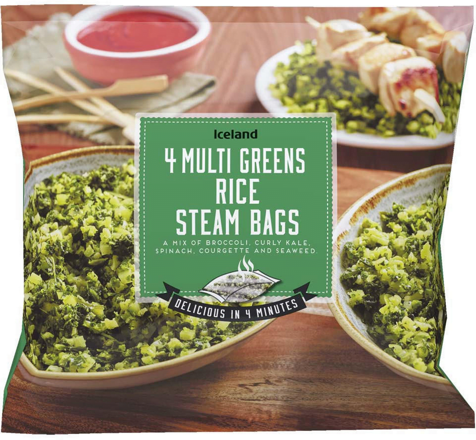 Iceland 4 Multi Greens Rice Steam Bags