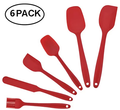 FUKTSYSM Silicone Spatula - New 6 Pcs Silicone Spatula 446Â°F Heat Resistant Seamless Rubber Spatulas with Stainless Steel Core Kitchen Utensils Non Stick for Cooking, Baking and Mixing 