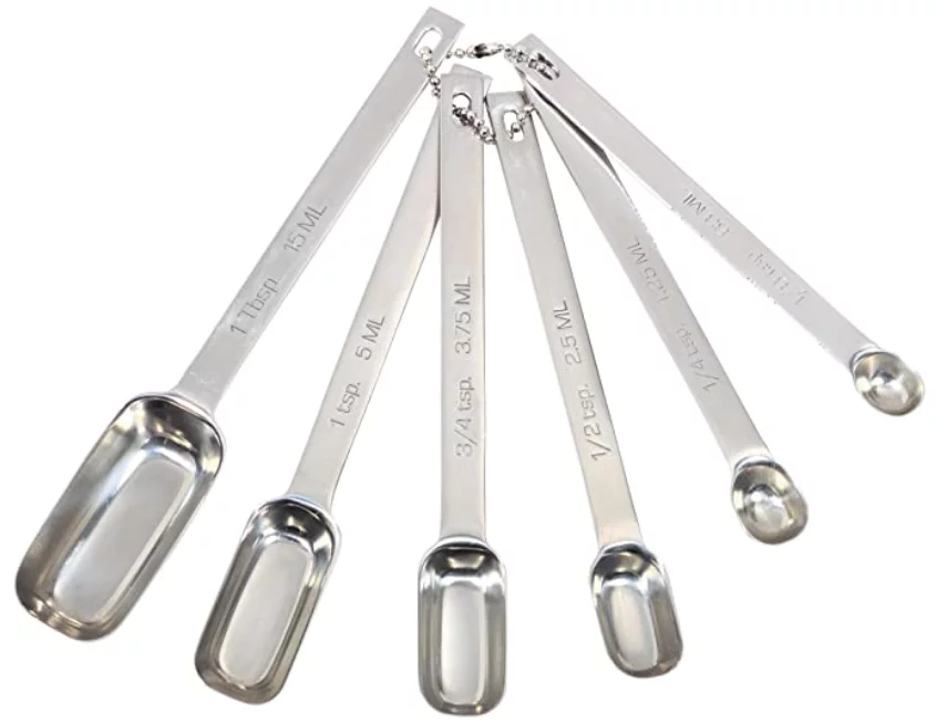 MasterClass Rectangular Stainless Steel Measuring Spoons (Set of 6)