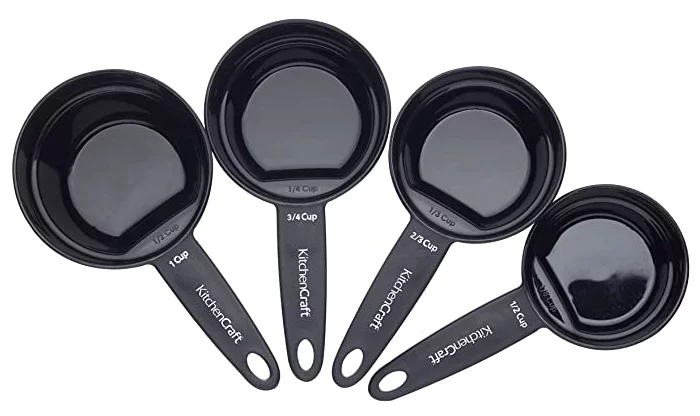 KitchenCraft Nesting Magnetic Set of 4 Measuring Cups - Black 