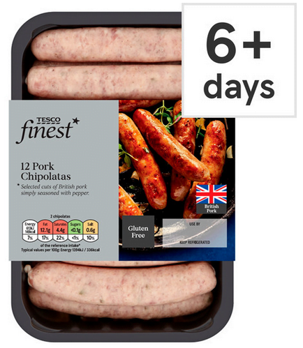 Tesco Finest 12 Pork British Chipolata