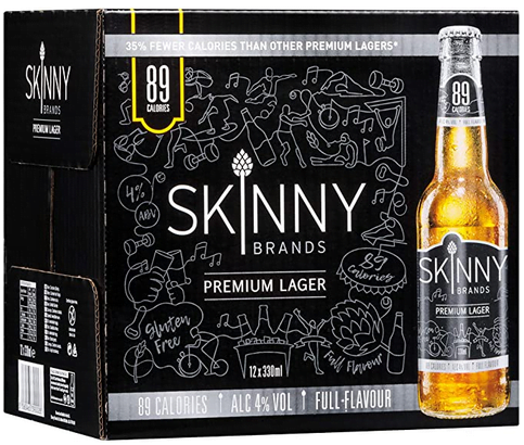SkinnyBrands Premium Lager, 330 ml Bottle, Case of 12 