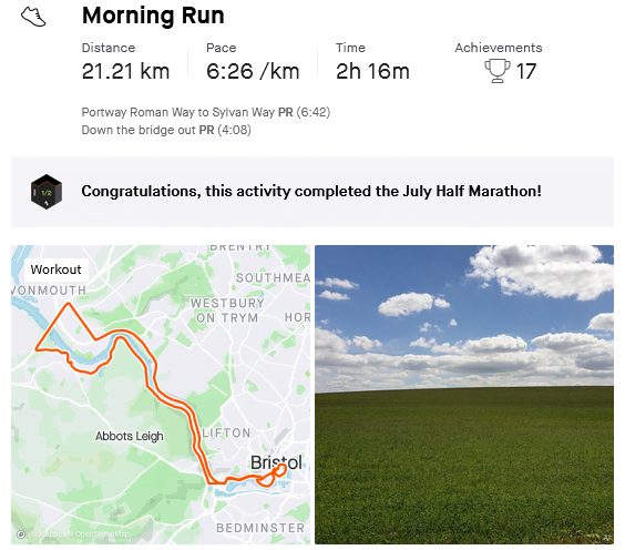 strava half marathon run