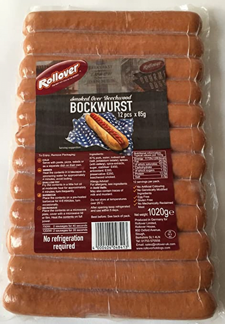 Rollover Beechwood Smoked Bockwurst Hot Dogs