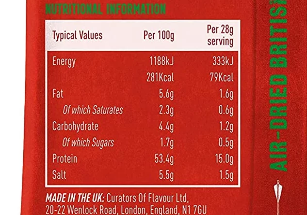 THE CURATORS British Beef Biltong Nutrition