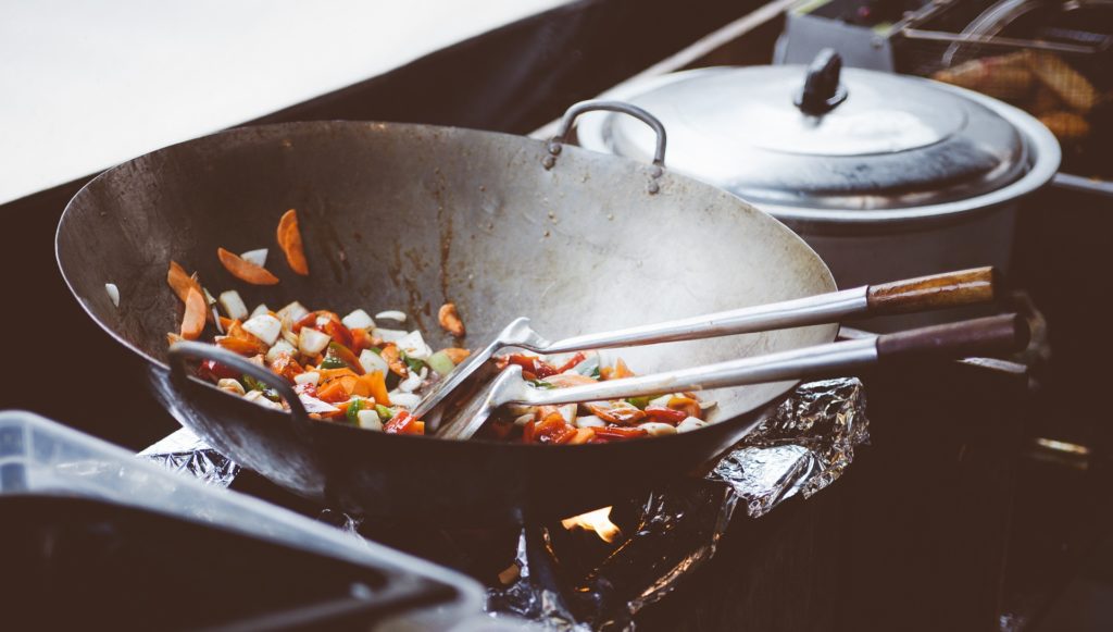 high temperature cooking in a wok