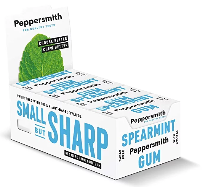 Peppersmith English Spearmint 100% Xylitol-Sweetened Chewing Gum 