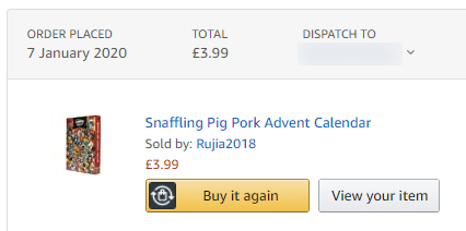 Snaffling Pig Pork Advent Calendar order history