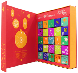 English Tea Shop Organic Book Style Red Advent Calendar 25 Pyramid Tea Bags